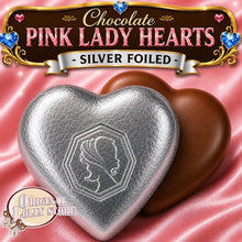 Load image into Gallery viewer, Milk Chocolate Pink Lady Hearts - Silver Foil