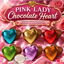 Load image into Gallery viewer, Milk Chocolate Pink Lady Hearts - Mixed Coloured Foils