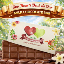 Load image into Gallery viewer, Two Hearts Beat As One - Milk Chocolate Bar 100g