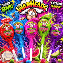 Load image into Gallery viewer, Warheads Super Sour Bubblegum Pops 19g