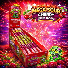 Load image into Gallery viewer, Mega Sour Cherry Gum Rope 30g