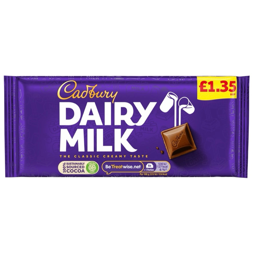 Cadbury Dairy Milk Chocolate Bar 95g UK