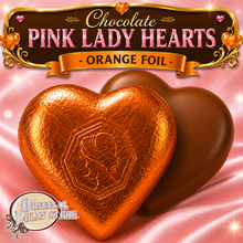 Load image into Gallery viewer, Milk Chocolate Pink Lady Hearts  - Orange Foil
