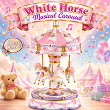 Load image into Gallery viewer, White Horse Musical Carousel with Canopy Music Box Tabletop Home/Room Decor Code: NB059

