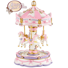 Load image into Gallery viewer, White Horse Musical Carousel with Canopy Music Box Tabletop Home/Room Decor Code: NB059
