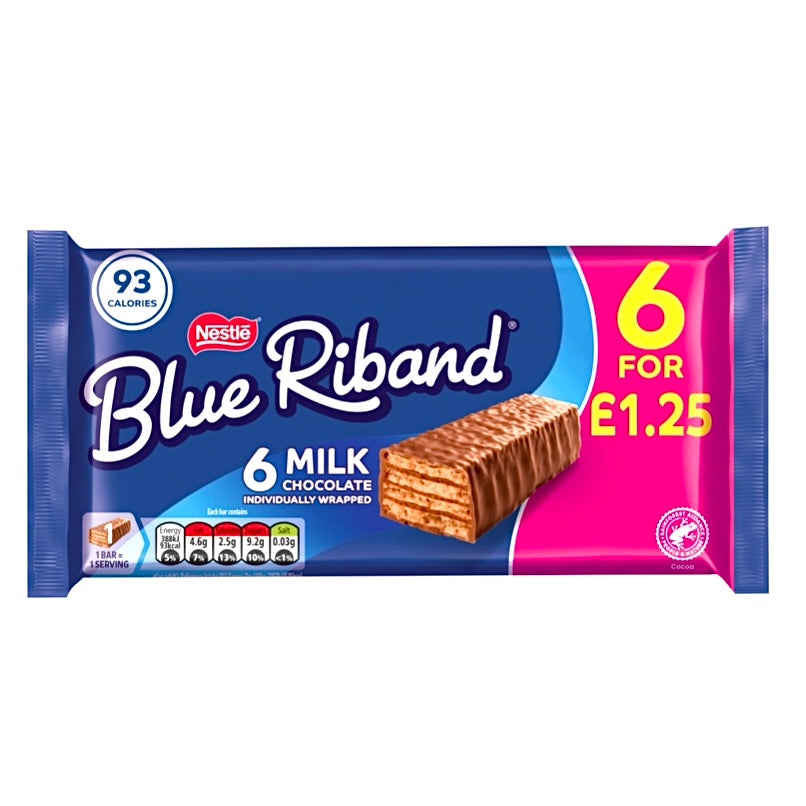 Blue Riband Milk Chocolate Wafer Biscuit Bar Multipack 6 Pack UK