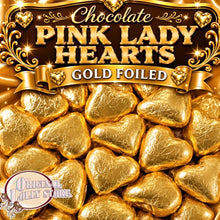 Load image into Gallery viewer, Milk Chocolate Pink Lady Hearts  - Gold Foil
