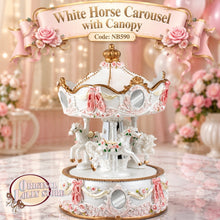 Load image into Gallery viewer, White Carousel with Canopy Music Box Tabletop Home/Room Decor Code: NB590
