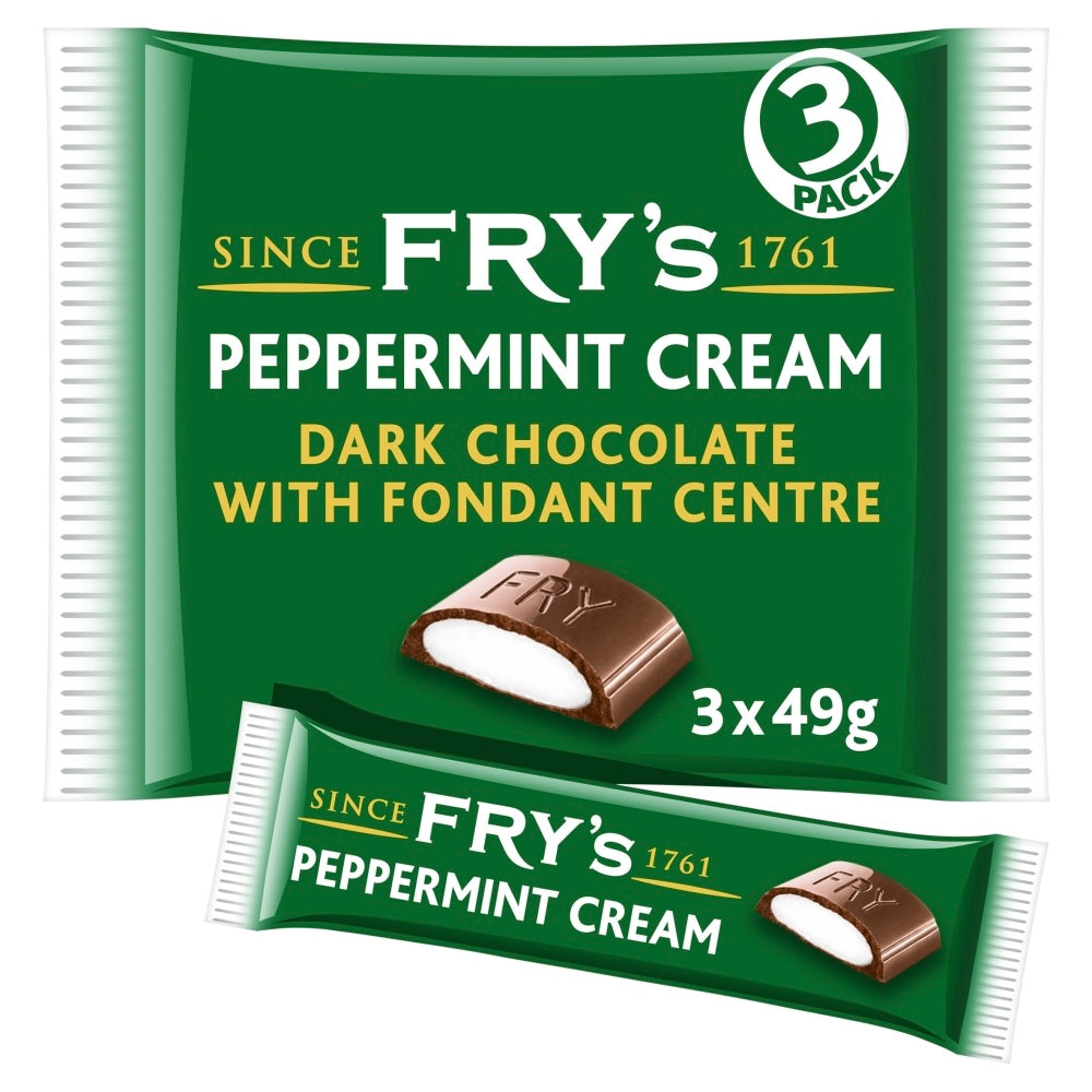 Fry's Peppermint Cream Chocolate Bar 3 Pack 147g UK