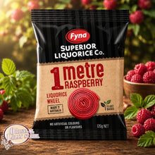 Load image into Gallery viewer, 1 Metre Raspberry Licorice Wheel 120g
