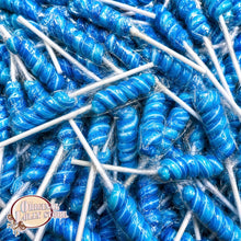 Load image into Gallery viewer, Blueberry Raspberry Twirly Lollipop

