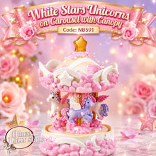 Load image into Gallery viewer, White Star with Unicorn Carousel Music Box Tabletop Home/Room Decor Code: NB591
