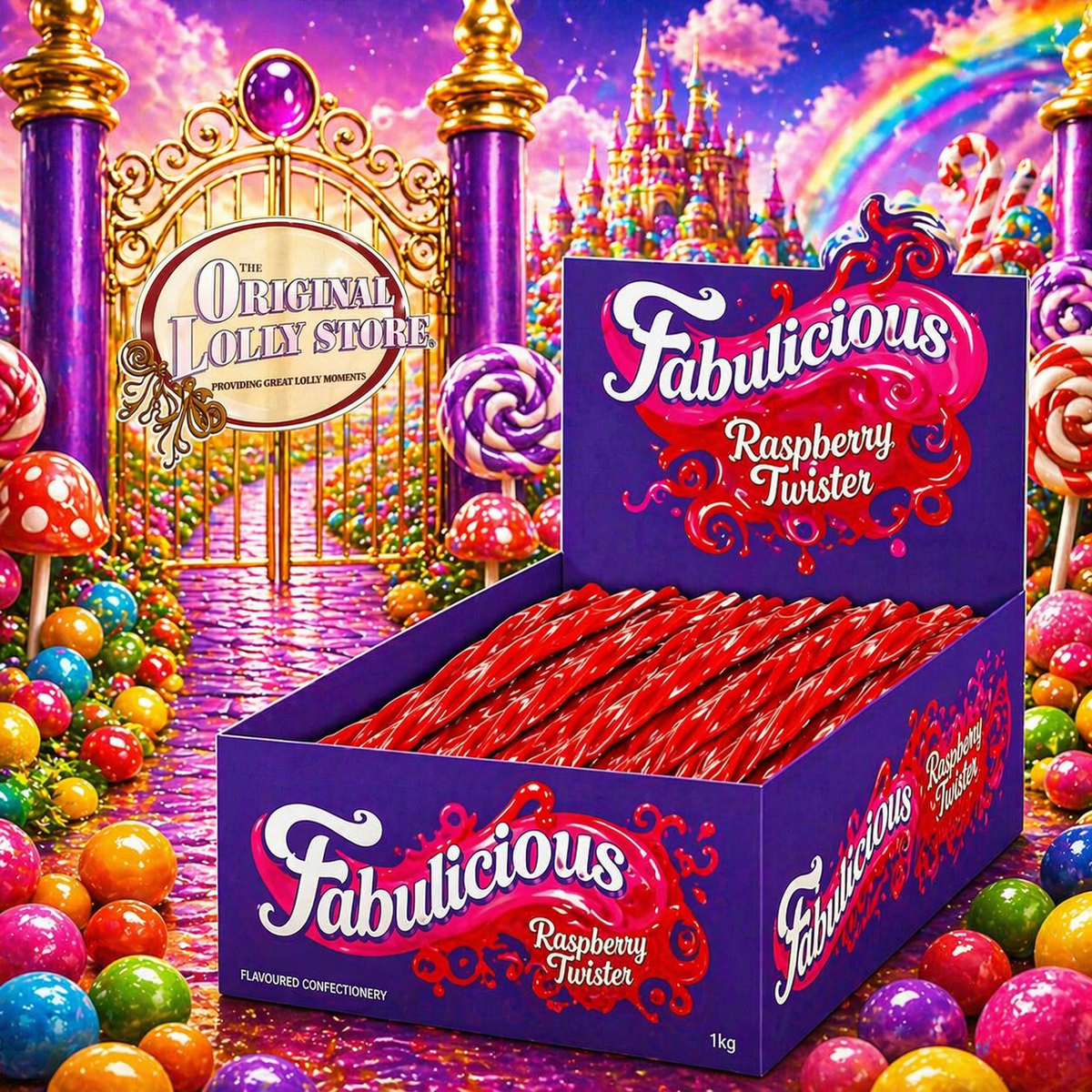 Raspberry Twisters 1kg Box – The Original Lolly Store
