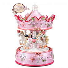 Load image into Gallery viewer, Pink &amp; White Carousel with Canopy Music Box Tabletop Home/Room Decor Code: NB584

