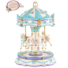Load image into Gallery viewer, Blue Horse Musical Carousel with Canopy Music Box Tabletop Home/Room Decor Code: NB329
