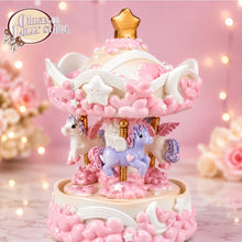 Load image into Gallery viewer, White Star with Unicorn Carousel Music Box Tabletop Home/Room Decor Code: NB591

