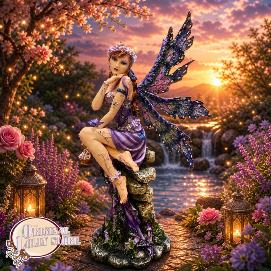 アイドル fairy shop Large Fairy Lavender Fairy sitting on Rock Stool The Midaus