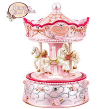 Load image into Gallery viewer, Pink Carousel with Canopy Music Box Tabletop Home/Room Decor Code: NB583
