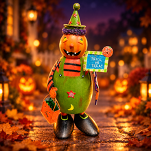 Load image into Gallery viewer, Pumpkin Metal Bobbling Figurine
