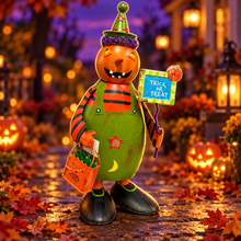 Load image into Gallery viewer, Pumpkin Metal Bobbling Figurine
