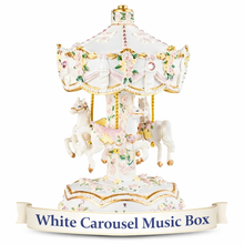 Load image into Gallery viewer, White Carousel Music Box Tabletop Home/Room Decor
