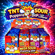 Load image into Gallery viewer, TNT Mega Sour Popping Dip with Lollipop 3 Pack
