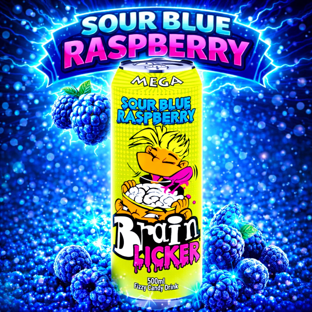 Mega Brain Licker Fizzy Candy Drink Can 500ml The Original Lolly Store Mega Brain Licker Fizzy Candy Drink Can 500ml The Original Lolly Store