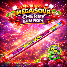 Load image into Gallery viewer, Mega Sour Cherry Gum Rope 30g
