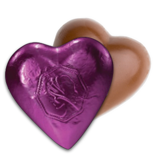 Premium Milk Chocolate Small Hearts - Plum Foil