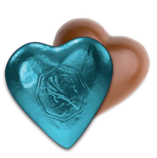 Premium Milk Chocolate Small Hearts  - Aqua Foil