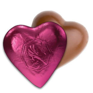 Premium Milk Chocolate Small Hearts - Hot Pink Foil