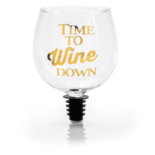 Load image into Gallery viewer, Time to Wine Down Tipple Topper Wine Glass
