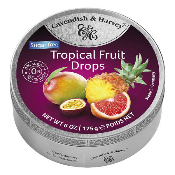 Cavendish & Harvey Tropical Fruit Sugar-Free Drops Tin 175g